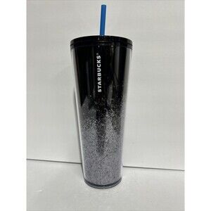 Starbucks 24oz Tumbler Black with Silver Glitter